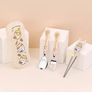 먼작귀 익스슬림 스텐 스푼 포크 젓가락 케이스 세트 어린이수저세트