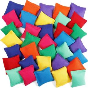 빈디카 60 PCS 용 미니 빈백 토스 게임용 나일론 야외 마당 컬러풀 콘홀 핸드 게임 패밀리 2 x 인치 9 가지