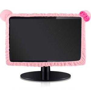 고양이 귀 디자인의 리마그 1개 20인치-29인치 카와이 컴퓨터 모니터 커버, 털복숭이 귀여운 핑크 먼지 커버 보호기 사랑스러운 액세서리 노트북 TV LCD 화면 장식 태블릿용