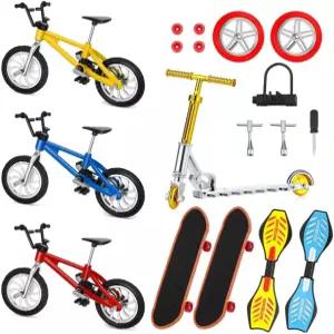 Nyutcwe 미니 핑거 장난감 세트 스케이트보드 자전거 작은 스윙 보드 핑거팁 18피스