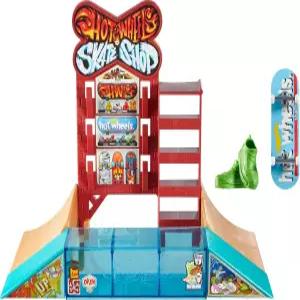 핫 휠 스케이트 핑거보드 플레이 세트 전용 및 신발 램프 벽 가장자리가 있는 샵 수납 공간 포함