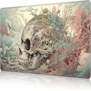 MTG 플레이 매트 TCG용 게임 27.6 x 15.7 인치 카드 트레이딩 스티치드 커맨더 덱 데스크 아트 스컬