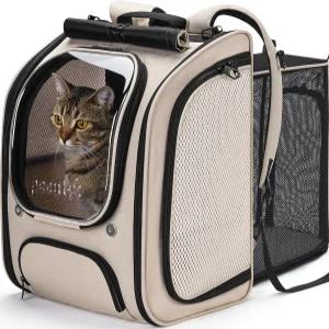 페큐트 고양이 배낭 캐리어 확장 가능 대형 공간 버블 백팩 통기성 여행 하이킹 쇼핑에 적합한 그늘진 개