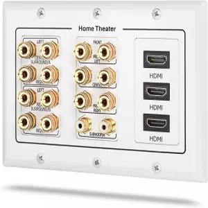 포스몬 3 갱 월 플레이트 3Gang 7.2 서라운드 사운드 분배 홈 시어터 구리 바나나 바인딩 포스트 커플러