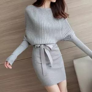 고품질 긴팔 숄더 니트 시밀러룩 편한 가을체크 원피스 체크원피스 (WFKEOJX)