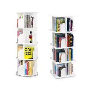 조립식 360도 원형 사각형 회전책장 4단 DIY 책꽂이 WEC733C