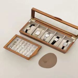 시계 귀걸이 돌반지 보석 화장대 정리함 예물주얼리 케이스 가죽 유리
