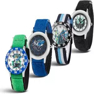 4팩 시계 세트 - 다스 베이더 스톰트루퍼 R2-D2 다이얼 디자인 다채로운 나일론 스트랩 파란색 초록 녹색
