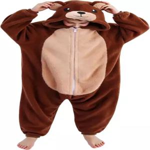 Viyorshop 동물 원지 잠옷 남녀공용 브라운 베어 원피스 여아 남아 할로윈 코스튬 업