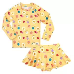 스마일 옐로우 숏스타일 상하래쉬가드 여아 유아 아동