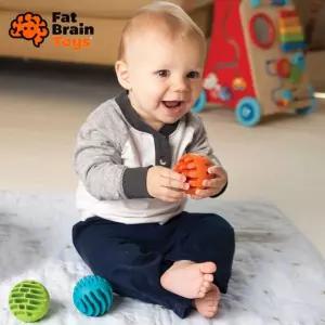 6개월 아기 선물 두뇌 발달 실리콘 치발기 장난감 공 3종 감각 교구 치아 발육기 아가 지능 오감 자극 차임