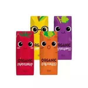 오가닉 유기농 주스 125ml 팩 24개 4종(사과 / 레드비트 / 적포도 / 오렌지) 롯데칠성