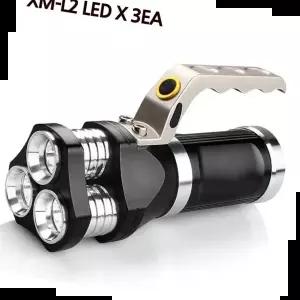 LED손전등 3600루멘 3구 충전식 서치라이트 손전등 L2