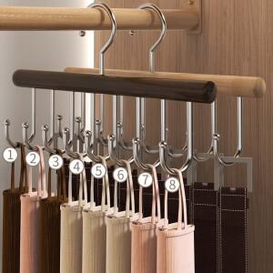8개의 훅 나무 캐미솔 행거 회전 가능 다기능 옷 정리대 (속옷 벨트 넥타이용) 공간 절약형 모자 보관 랙