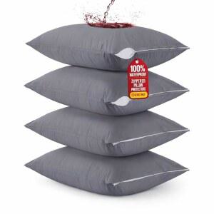 유토피아 침구 세트 지퍼 표준 사이즈(그레이), 초소프트 베개 커버, 침대 벌레 및 먼지 진드기 방지 케이스, 습기 제거 케이스 4종 방수