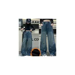 주니어청바지 여아청바지 벌룬 와이드 170호 워싱 초등여아청바지 일자 겨울기모