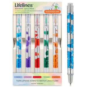 라이프라인 향이 나는 라바 젤 펜 세트, 5팩(멀티 컬러) - 에센셜 오일 블렌드와 매혹적인 라바가 주입된 0.5mm 컬러 대학생 및 성인을 위한 학용품