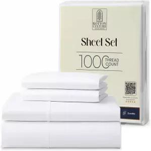 코튼 컬처 4종 트윈 시트 세트 - 1000 스레드 카운트 100 이집트 프리미엄 호텔 럭셔리 침구 사틴 위브