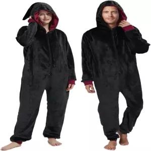 언피폴로프 남녀 플란넬 파자마 포 매직 칼리지 스타일 점프수트 커플 스포츠웨어 후드 홈웨어