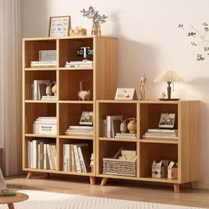 원목 격자 책장 다리형 미니멀 거실 캐비닛