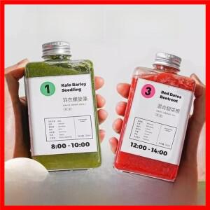 휴대용 플라스틱 과일 야채 주스 컵 350ml 일회용 음료 병 빛 간헐적 인 다이어트 음료 컵 식기