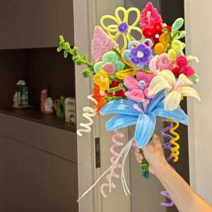 DIY 모루 꽃다발 클립 부케 조화 특별한날 재료가방 시들지않는꽃 머리핀 카네이션 이스터