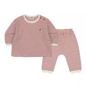 [롯데백화점]캉골 [베이비] 리브드 스트라이프 세트웨어 SA 0A02 레드 (BSACSE0A020RE)