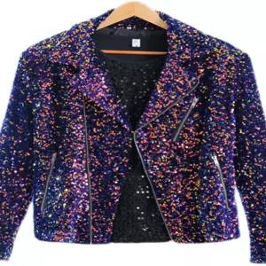 여성 반짝이 슬림핏 트로트 재킷 외투