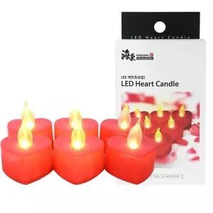 [하프클럽/]LED 하트초 6입 1세트 축하 파티 이벤트 행사 기념일 미니 캔들 촛