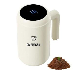 [미국배송] 템프 디스플레이가 있는 셀프 교반 커피 머그잔 커피 우유 프로틴 U2013 친구 선물용 스틸 오토 믹싱 컵 316개 14.2온스 아이보리 화이트