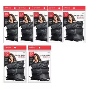 도나 새틴 베개 롤러 대형 10개 헤어클립으로 무열 스타일링 폼 헤어드레싱용 부드러운 블랙 컬링기 (7대)
