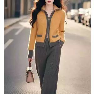 여자 정장세트 니트 와이드 바지 세트 유니크하고 예쁜 투피스 겨울 원픽4