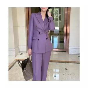 여자 정장세트 울 퍼플 스트레이트팬츠 슬림핏 패션 오피스 세트 원픽4