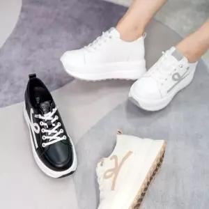 [제이시]제이시 여자키높이 소가죽 통굽 밴딩 운동화 7cm K345