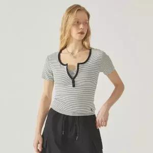 후아유 Ribbed Henry Neck 티셔츠 WHRAF3723F 835634