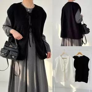 [아이우먼]위쉬몰 BA 보아털이중끈리본조끼 V940H512 빅사이즈_P414695378