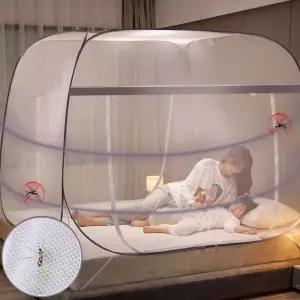 넓고 쾌적한 사각형 바닥일체 150X200 원터치모기장범퍼침대 1인용 캠핑 텐트 아기 방충망 캐노피 패밀리