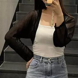 시크 시스루 크롭 볼레로 가디건 여름 썸머 레이어드 긴팔 얇은 메쉬 반팔티커버업 나시 여자로 자외선차단