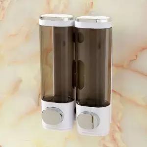 잠금락 벽걸이 물비누 디스펜서 2구(300ml) (화이트)바워시디 세제 화장실 비누통 주방 핸드시 욕실 샴푸