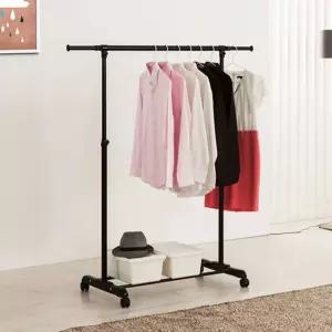 UPGRADE 이동식 행거 1단(D) 블랙고정식 폴행거 폴대 옷방 드레스룸 드레스 선반 바지용 걸이