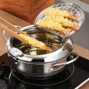 대형 스탠304 캠핑튀김냄비 3.4L 요리미니기 휴대용 용냄비 튀김