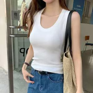 G126923_슬림골지 망고나시 민소매티셔츠 탱크탑 스판여성 여자 끈나시 패션 레이어드 유넥타시 U넥 이너