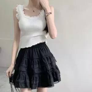 캠퍼스룩 데이트 일상 프릴 골지 나시 3컬러여름캡 여름 브라 나시티 여성 끈나시 레이어드