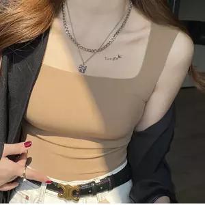 슬림핏 심리스 스퀘어넥 나시탑 데일리 꾸안꾸 이너캡 브라 기본 슬리브리스 여성 런닝 민소매