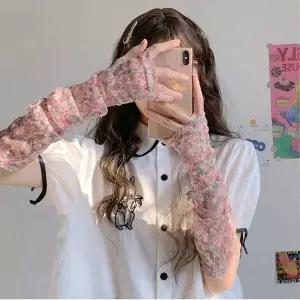 [하프클럽/]여자 여성 용 패션 플라워 나염 손등 커버 팔토시