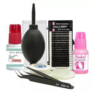 [셀프 속눈썹 연장 8종 키트] 홈살롱 DIY 세트, 전문가용 글루 포함