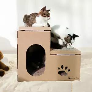 크림펫 소형캣타워 계단형 고양이 숨숨집 스크래쳐