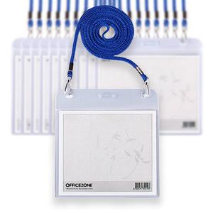 오피스존 700 스퀘어명찰 10개 110x95mm 목걸이명찰 청색 줄 끈 사각 사원증 행사 단체