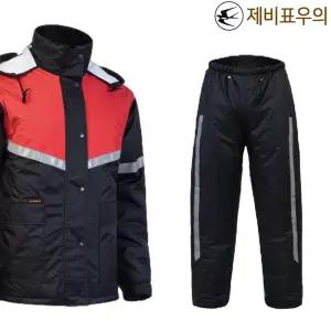 M- 제비표 우의 겨울 방한 JB-8000 상의 하의 개별판매 레드+블랙 동계 패딩 우비 비옷 오토바이 일육