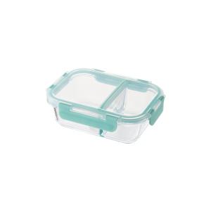 [본사직영] 락앤락 2칸 유리 밀폐용기 직사각 600ml (LLG456)